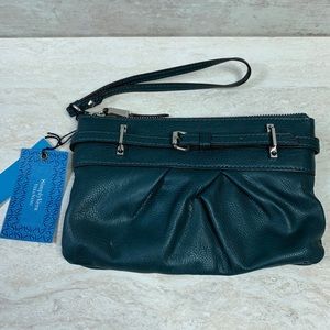 Simply Vera Vera Wang TEAL Wristlet 5.5 x 8 Inch Lined Clutch Wallet